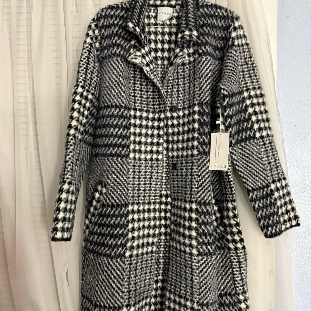 Cyrus Monochrome Houndstooth Teddy Jacket